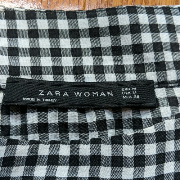 Zara Frilled Gingham Ruffle Neck Top - Picture 4 of 6